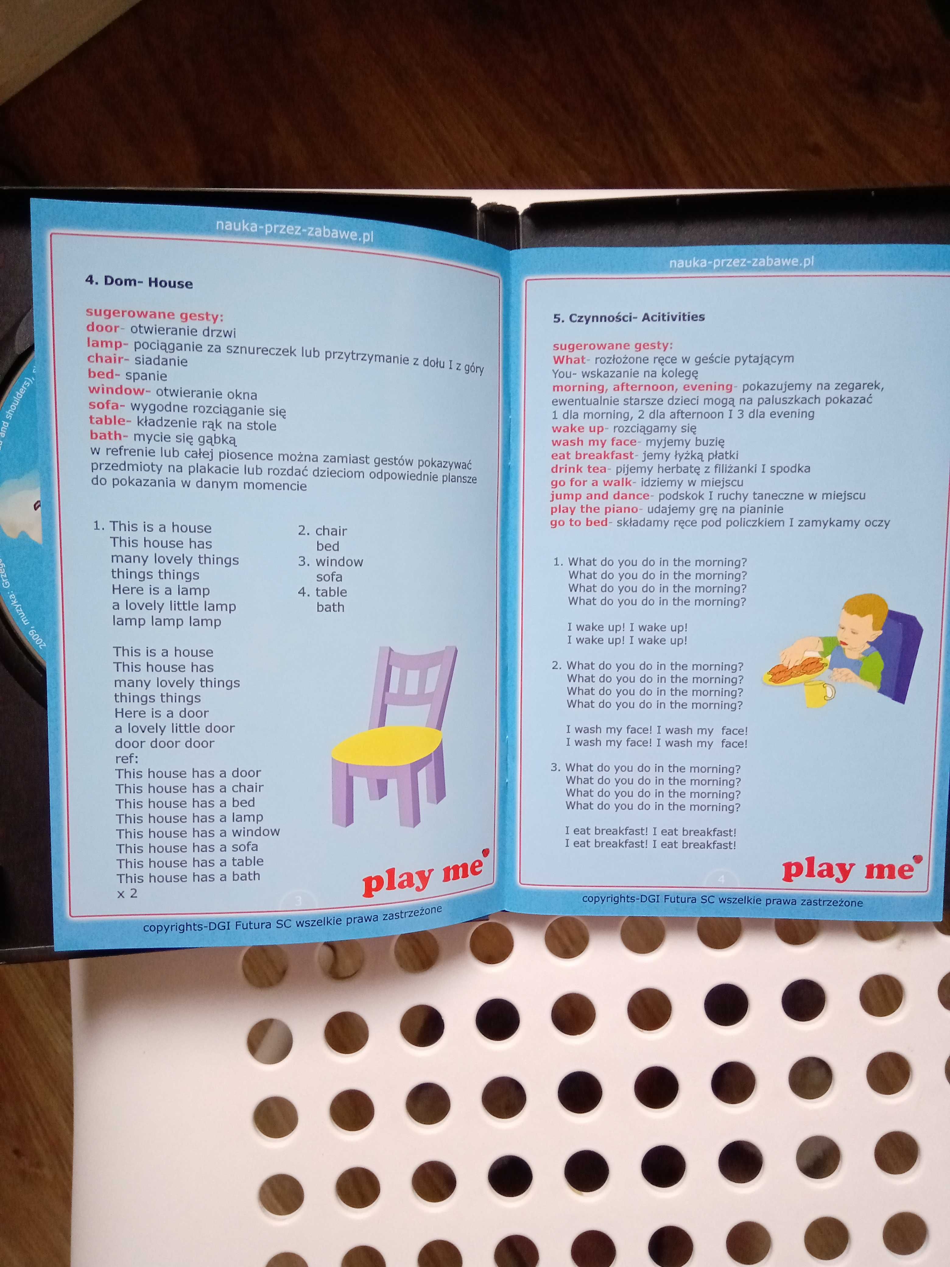 zestaw płyt CD piosenki, karaoke, śpiewnik Angielski Play me Kiddo