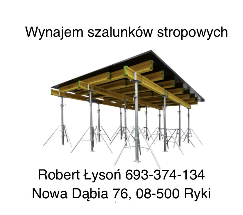 Wynajem szalunków stropowych, doki, dźwigary, stęple, korony, trójnogi