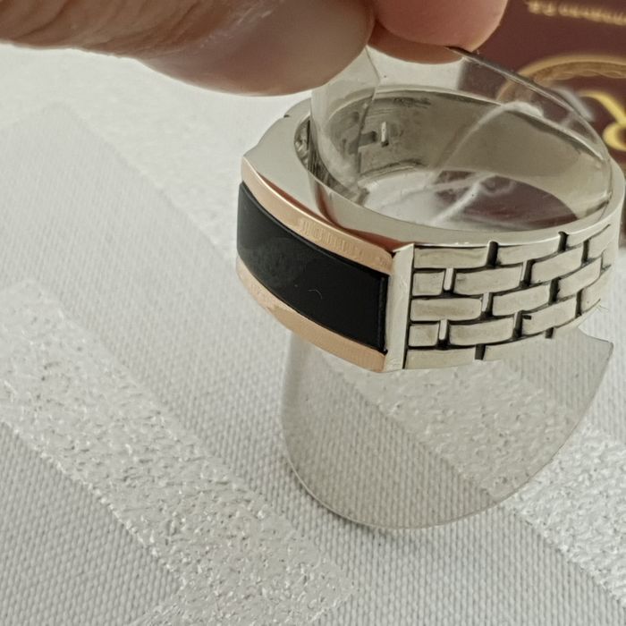 Чоловіча срібна печатка з оніксом та золотом перстень каблучка