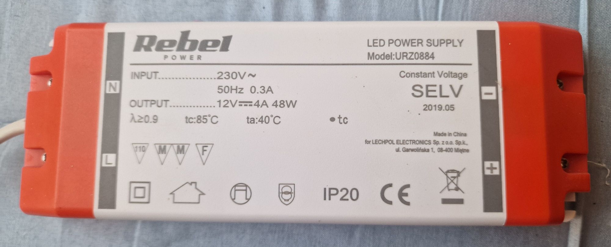 Zasilacz Rebel do sznurów diodowych LED 48 W / 4 A