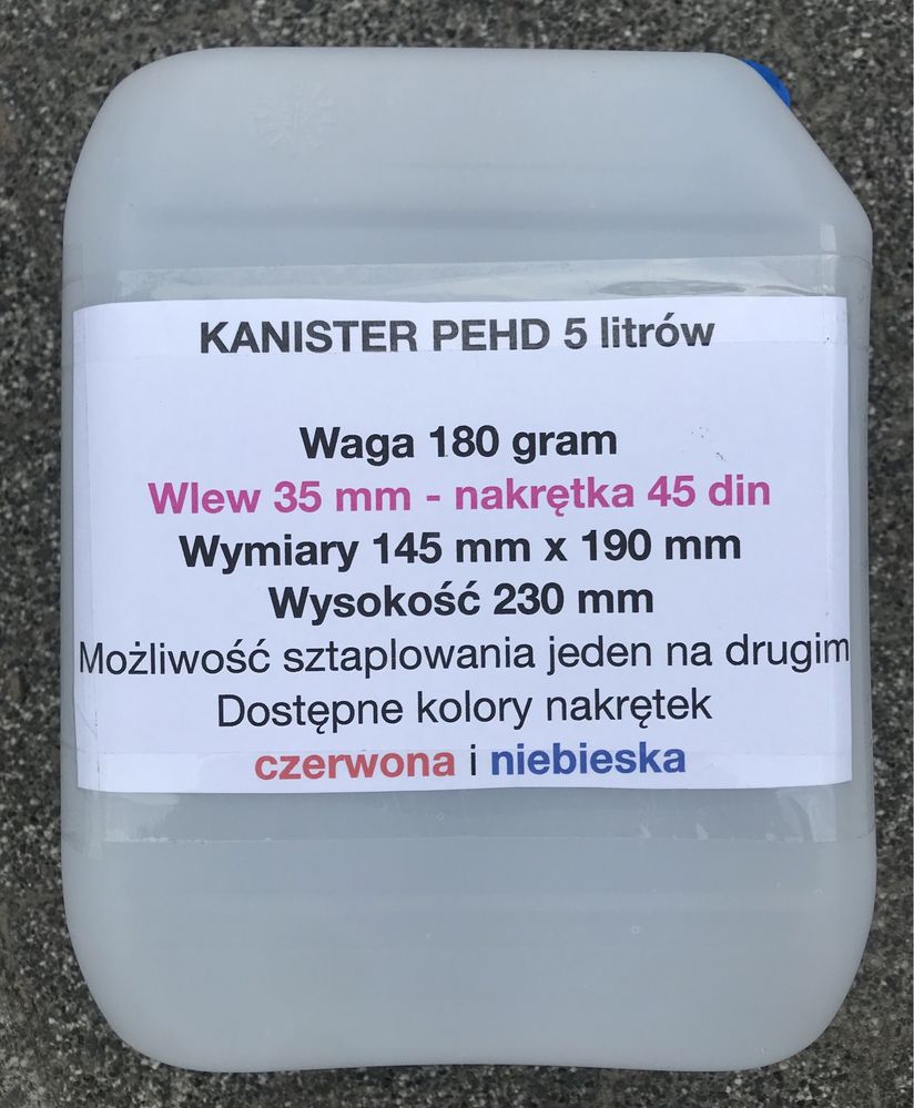 Kanister, baniak, bańka na wodę 5 litrów PRODUCENT