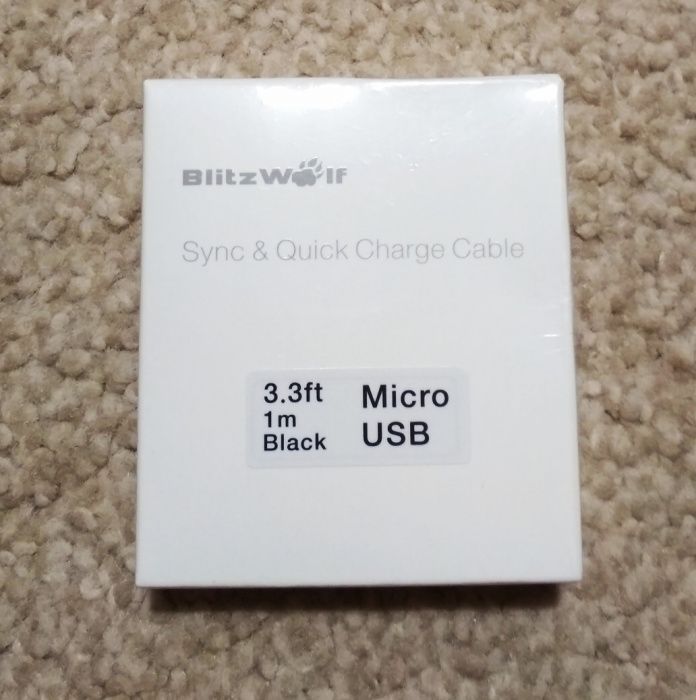 Kabel BlitzWolf BW-CB7 Micro USB 2.4A 3.3ft/1m Czarny