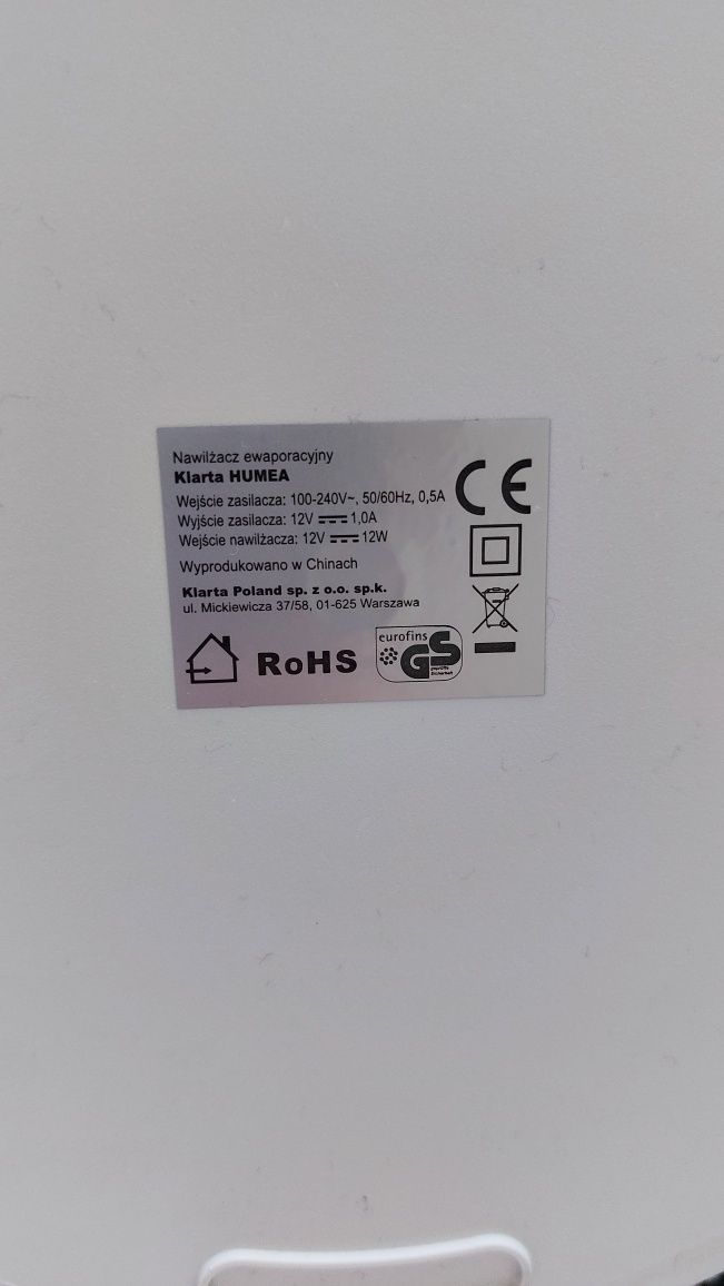 Nawilżacz ewaporacyjny Klarta Humea