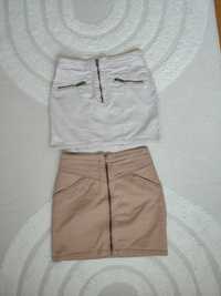 Zestaw spódnic S mini H&M S beżowa i bladoróżowa pudrowa