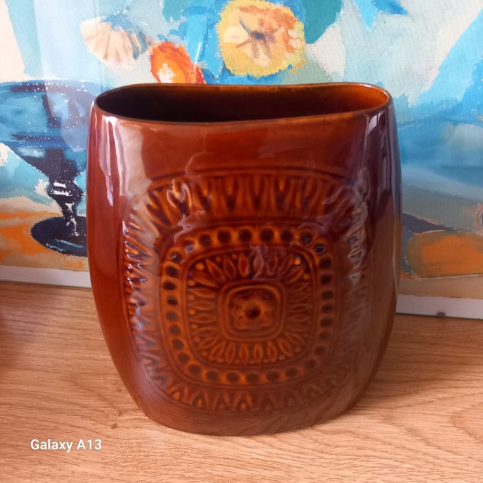 Jaroszów porcelit wazon wzór Aztecki.  Ceramika PRL.