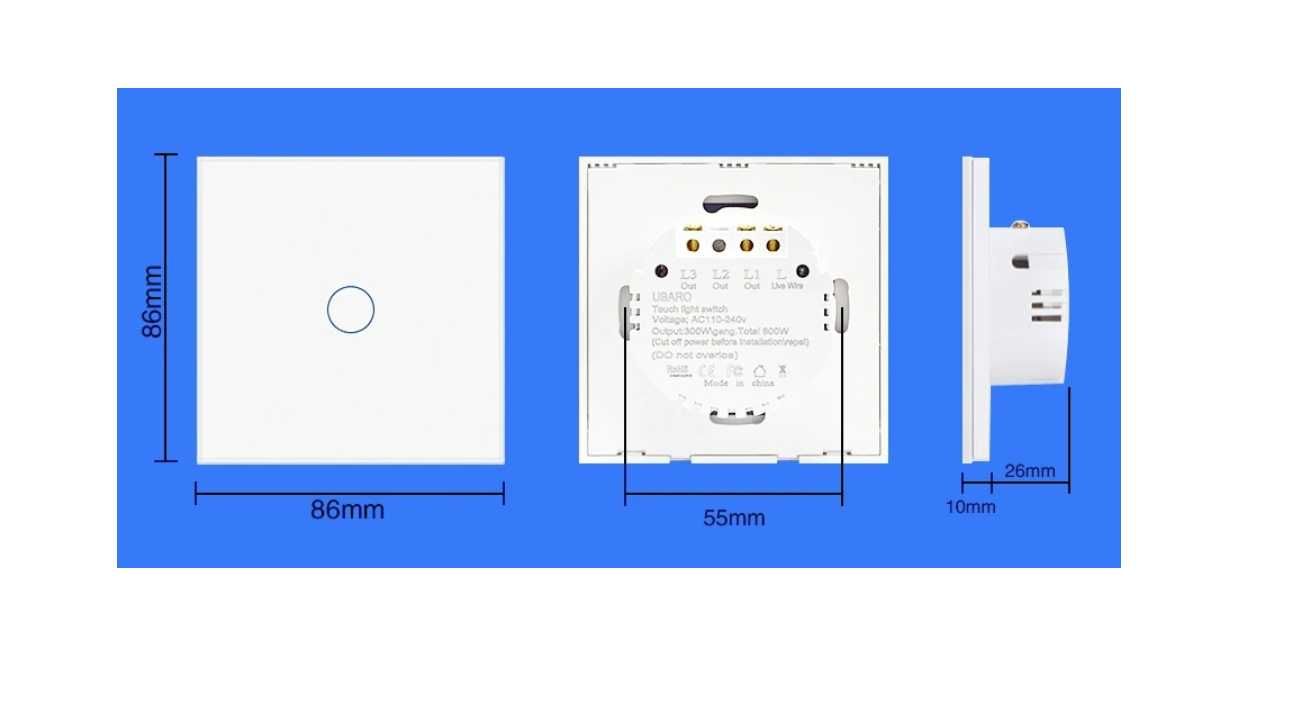 Włącznik ścienny SMART Switch dotyk szklany podwójny WIFI Amazon Alexa