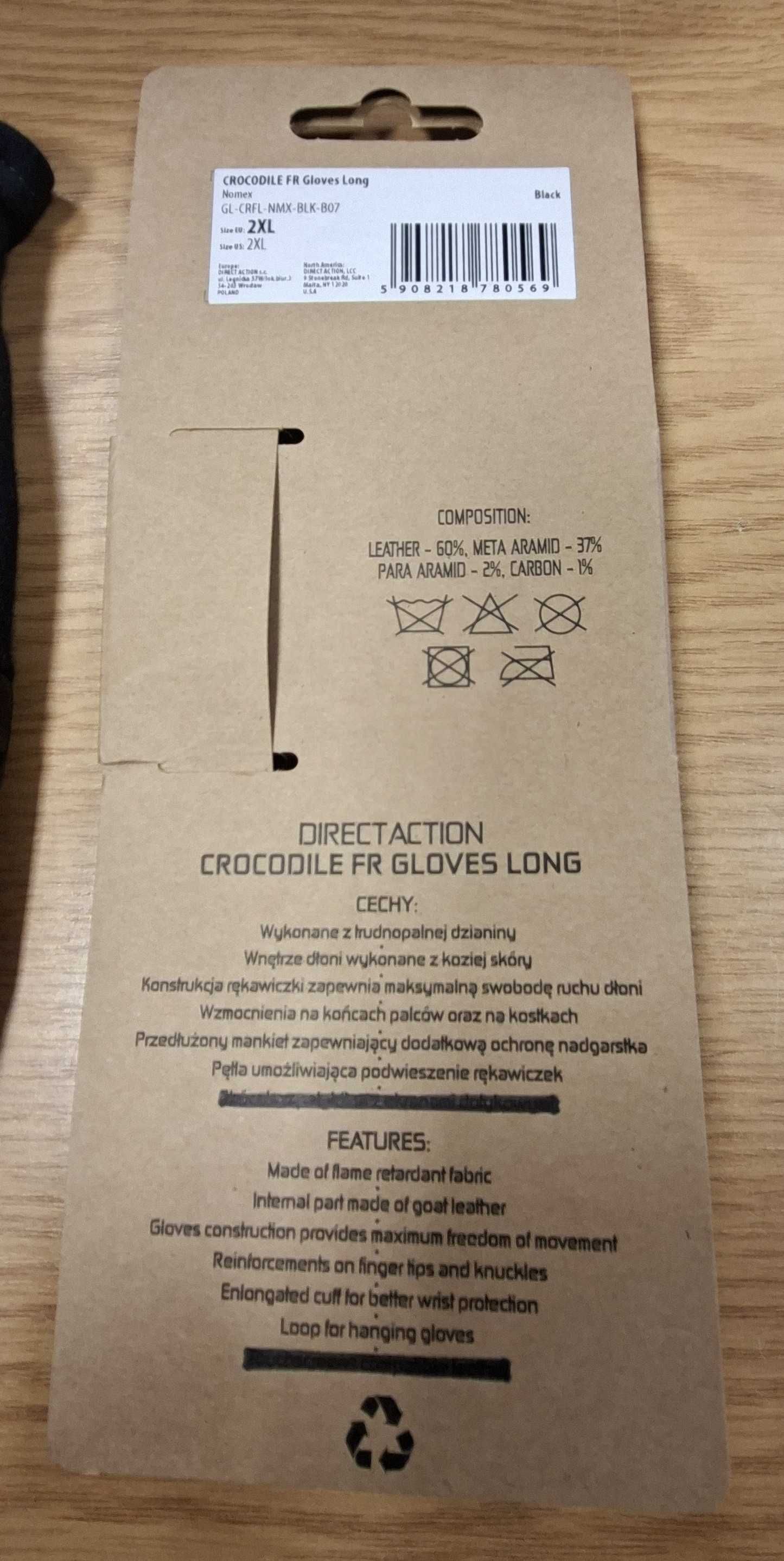 Rękawiczki taktyczne direct action crocodile fr long roz. 2XL