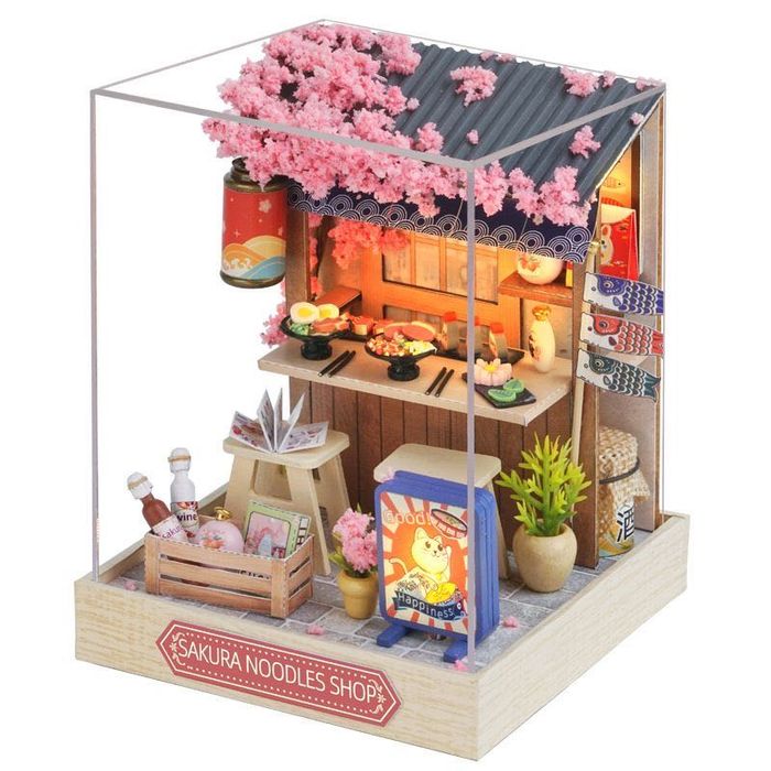 Book Nook DIY – Japoński mini domek Sakura z LED, dekoracja na półkę