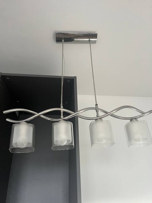 Lampa żyrandol listwa chrom srebrny klosz szklany