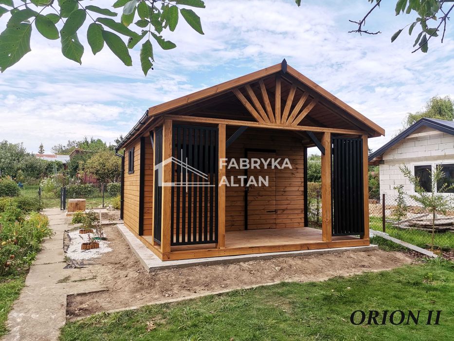 Domek drewniany, ogrodowy, 5x4, domki, taras