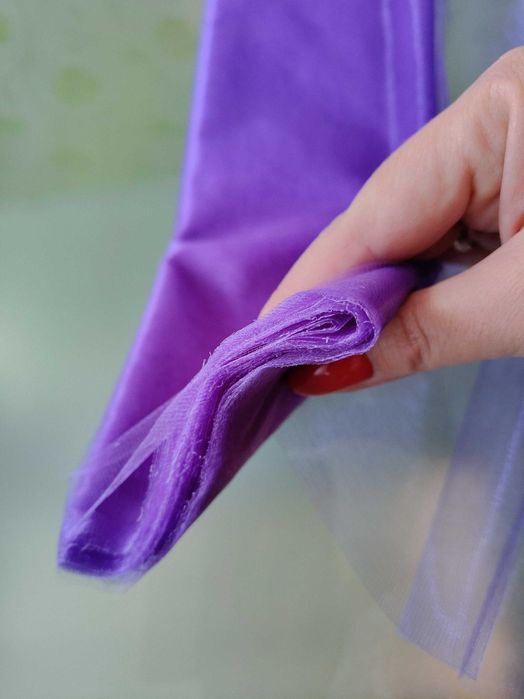 Szyfon organza szeroka 48 cm dekoracyjna ślub wesele na stół fioletowa