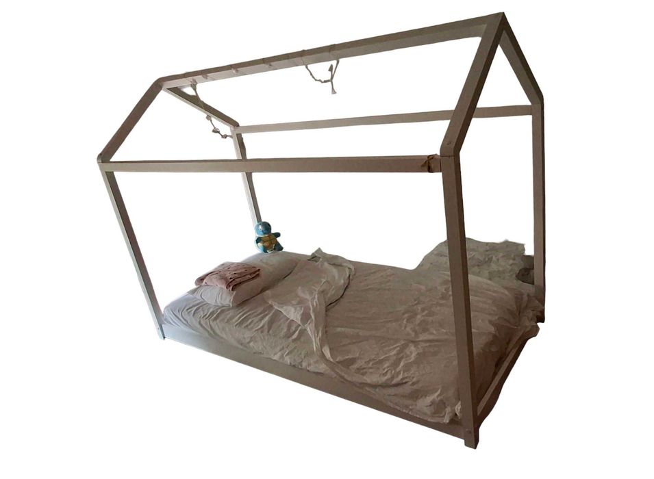 Cama cabana 90x190 cm em pinho branco + Colchão - AVENTURIER