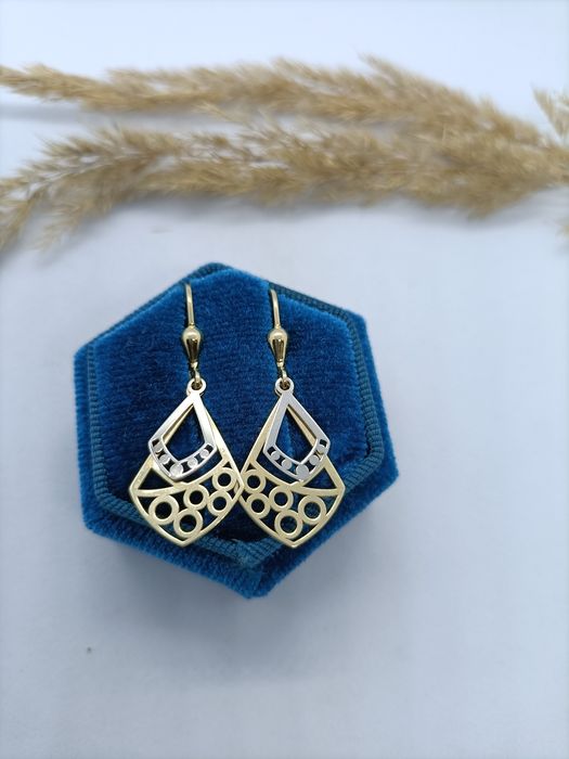 Modne kolczyki ze złota, złoto pr 585