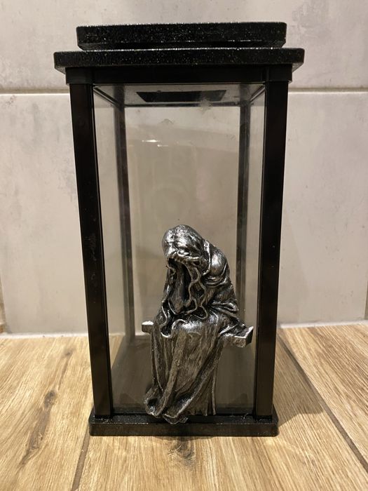 Znicz latarnia zeliwny masywny szklo