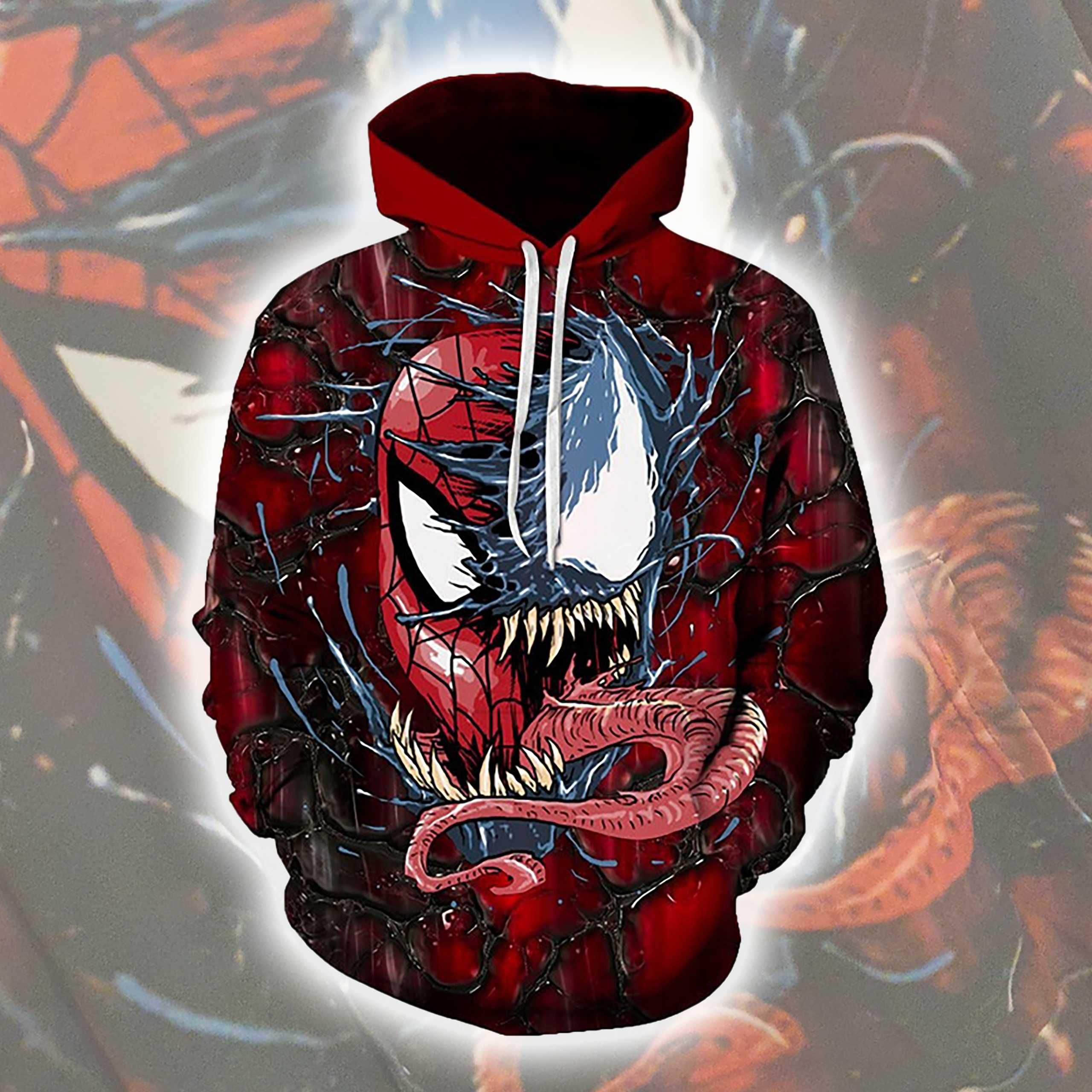 Bluza Venom Spiderman Męska Młodzieżowa Kangurka Kaptur Kieszenie 3XL