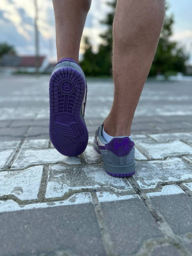 Кросівки Bape Court Sta Low 'Mist Grey Royal Purple' (44,45)