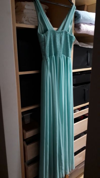 Vestido comprido verde água