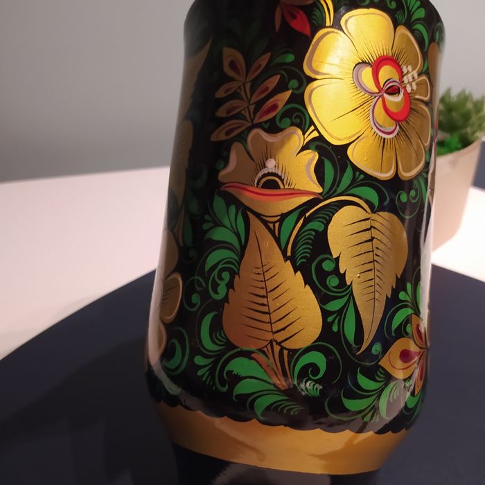 Wazon drewniany malowany kolekcjonerski