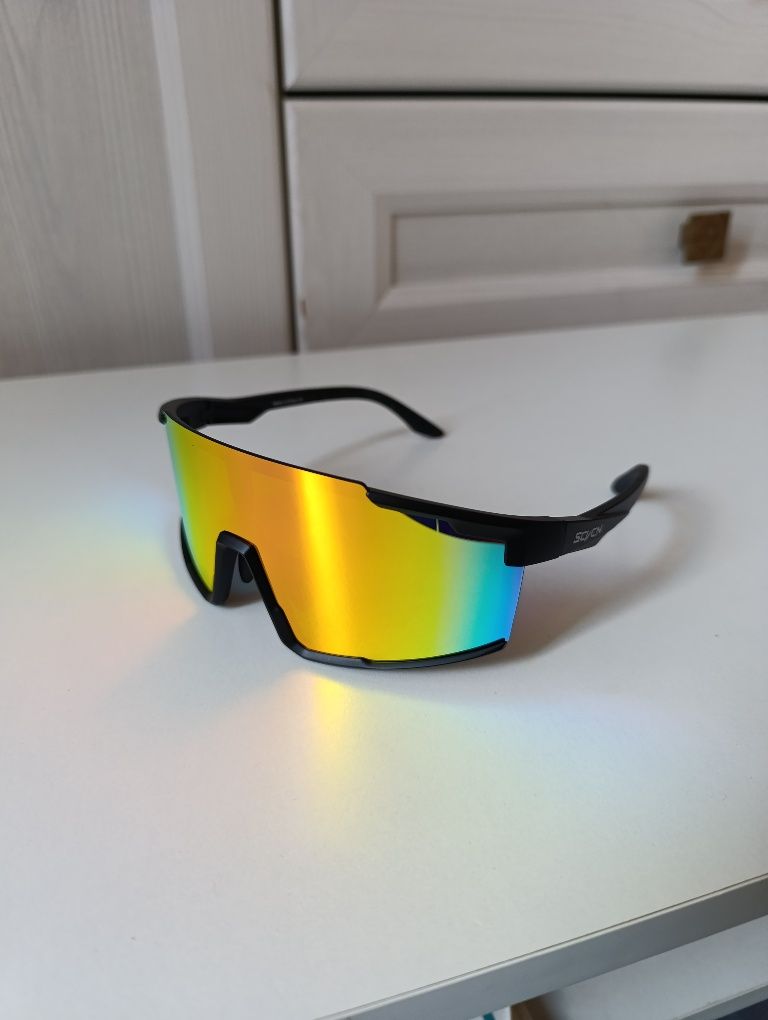 Okulary przeciwsłoneczne sportowe rowerowe nowe pomarańczowe czarne