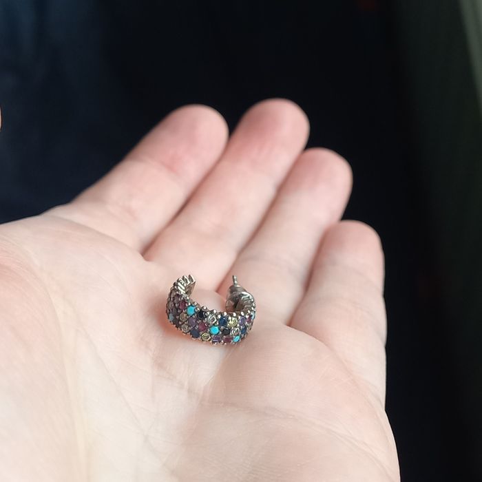 Kolczyki srebrne z turkusami i kolorowymi cyrkoniami