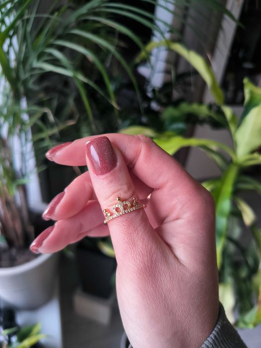 Pierścionek z koroną z cyrkoniami, w kolorze złotym/różowym złotym