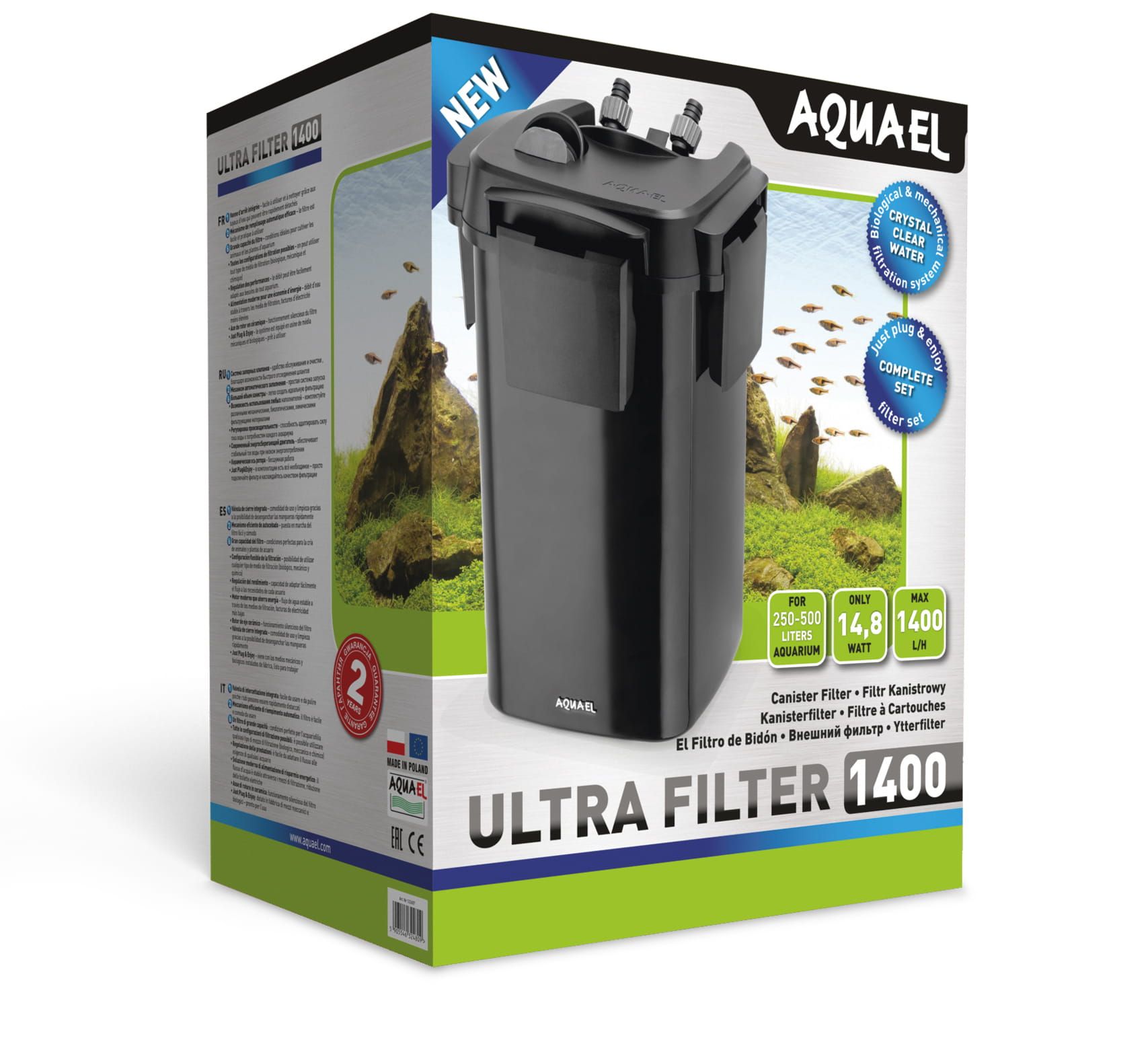 AQUAEL ULTRA 1400 Filtr Zewnętrzny 1400L/H Do Akwarium 250-500L
