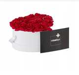 Flower box biały ,kompozycja na stół ślubny serce 18 róż