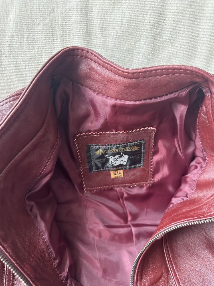 casaco blusão couro legitimo pele leather bordô vermelho