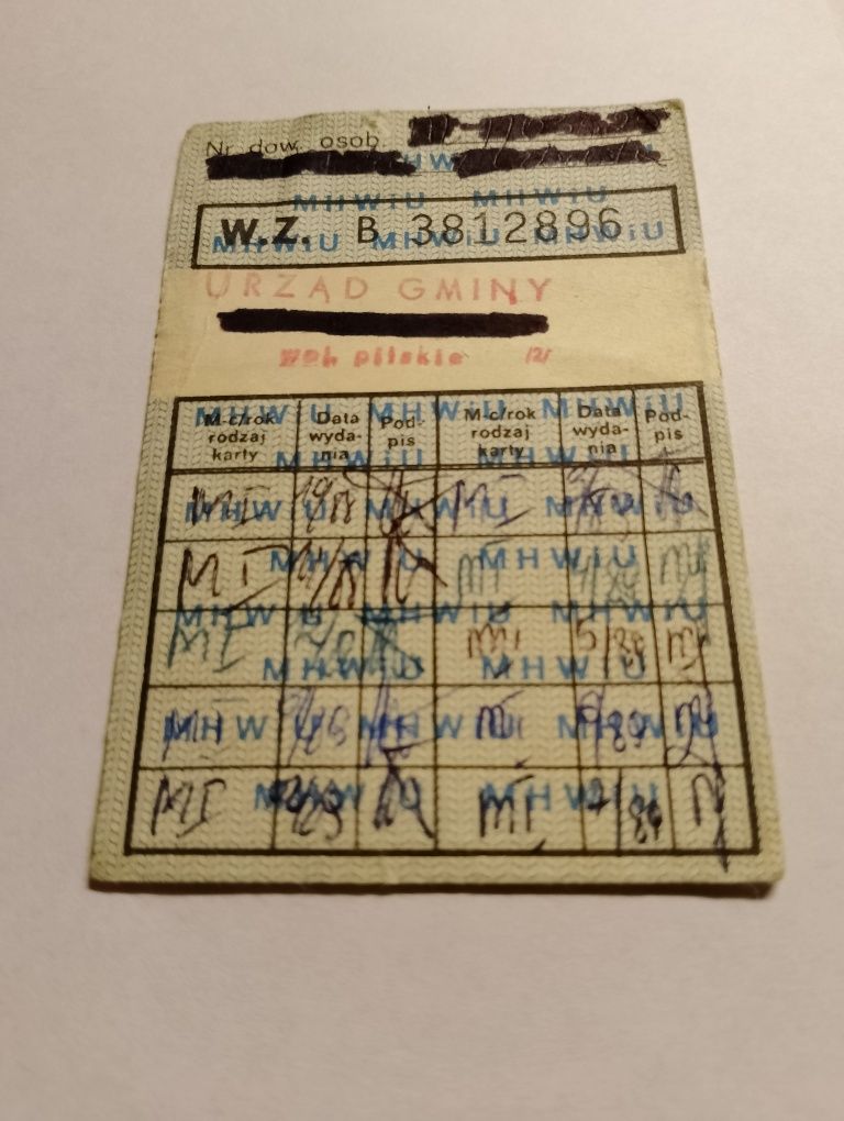Wkładka do kartek żywnościowych z PRL – unikat z lat 1988/1989