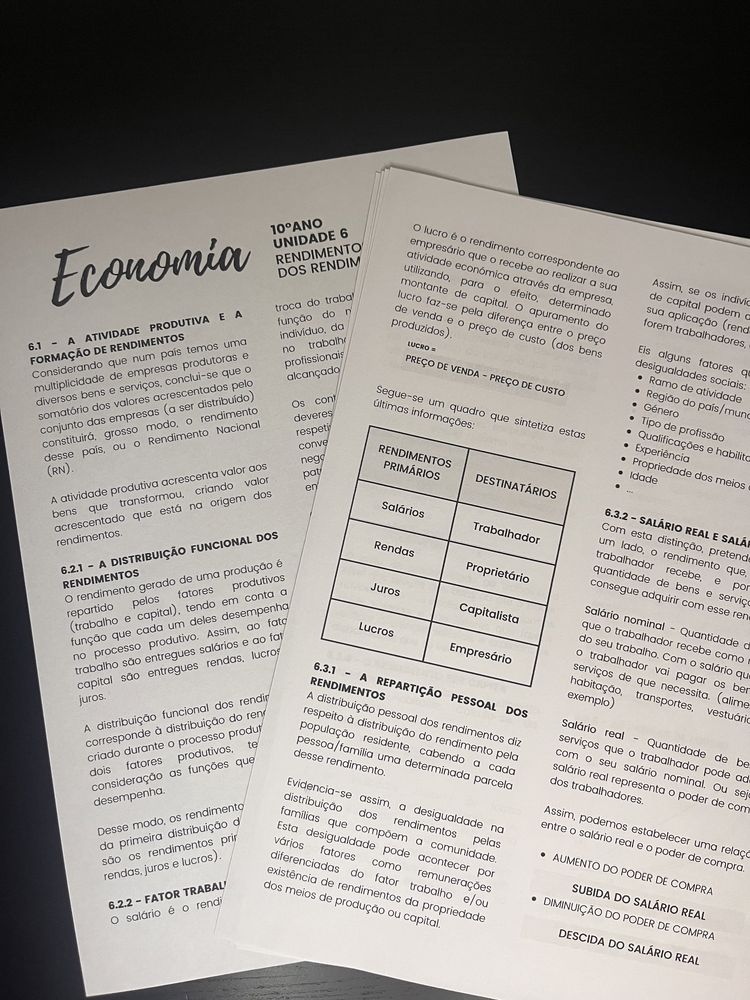 Preparar Exame/Testes de Economia A 10° e 11°- Resumos e Formulário