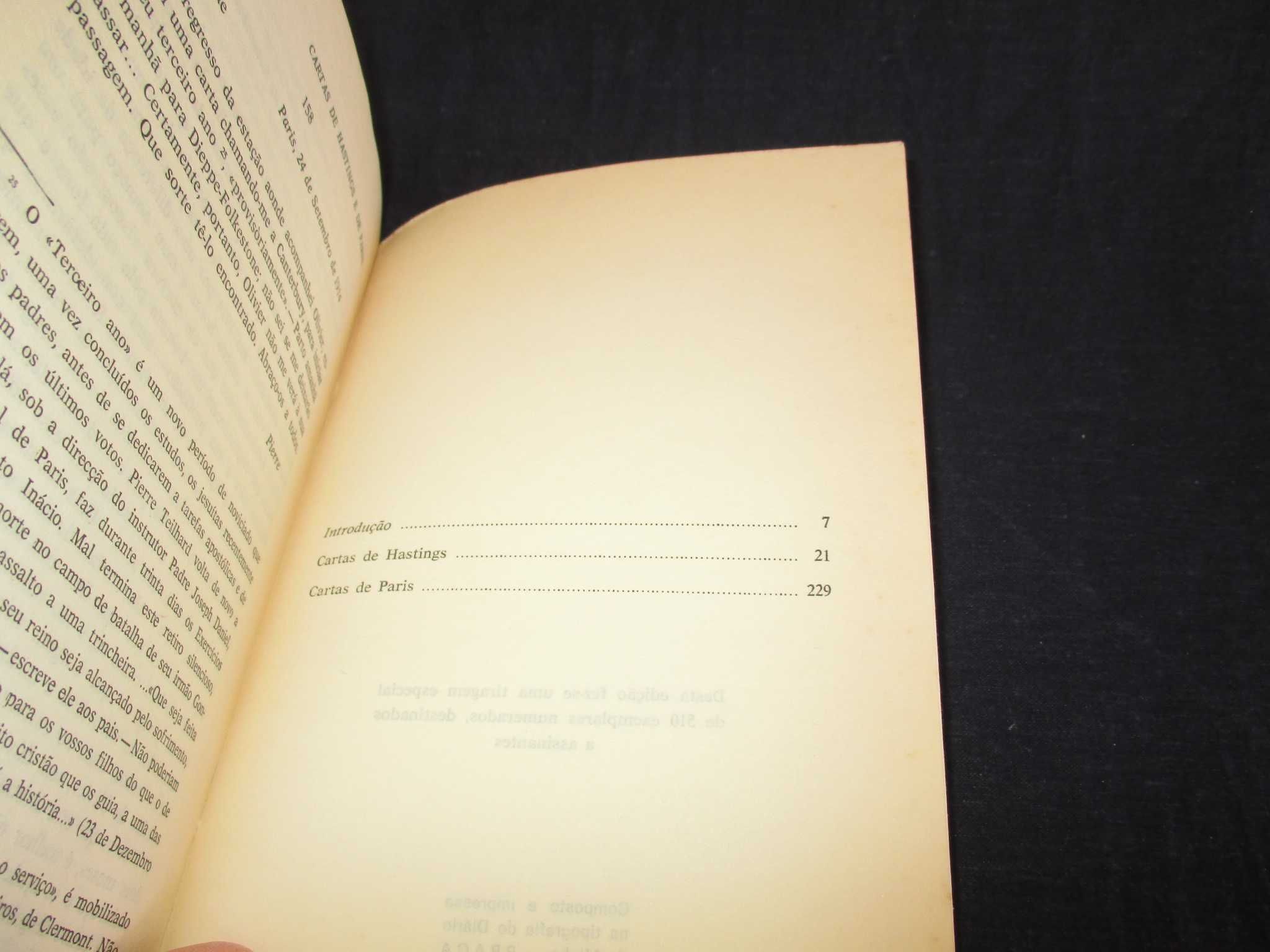 Livro Cartas de Hastings e de Paris Teilhard de Chardin