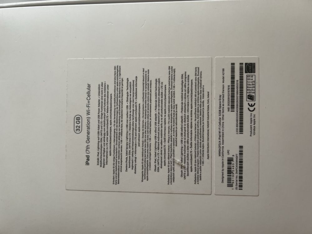 Tablet IPad Apple 10,2 G 7  wi-fi+LTE 32 G