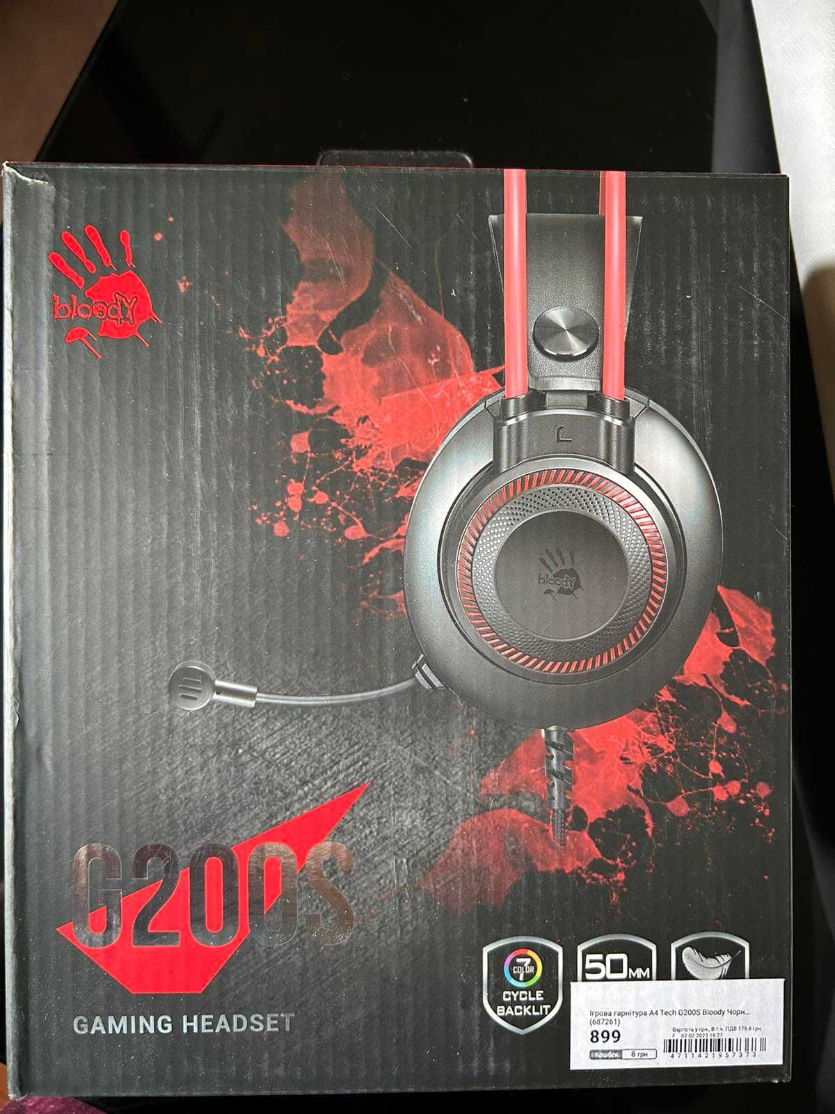 Геймерські навушники A4Tech Bloody G200S Black+Red