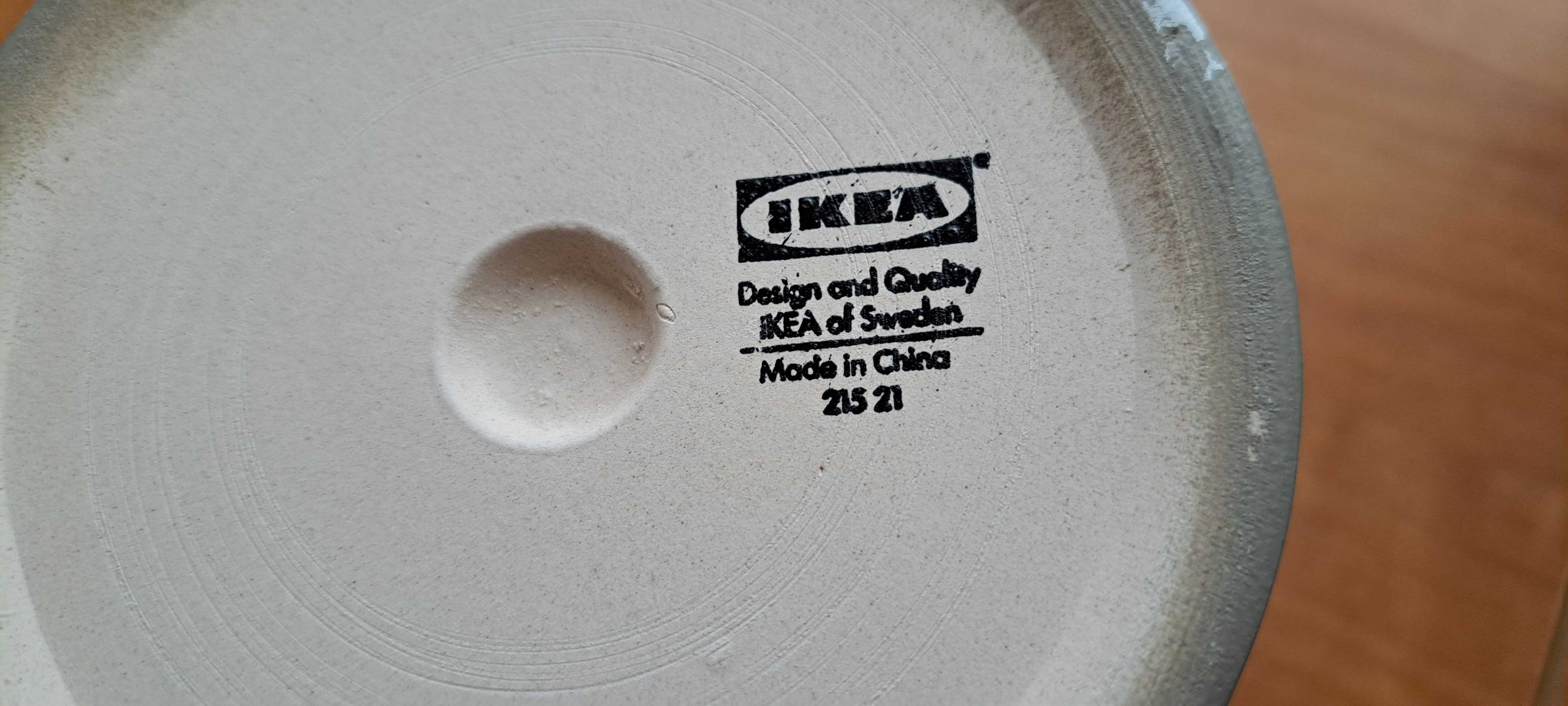 IKEA osłonka ceramiczna na doniczkę, beżowo-szara.