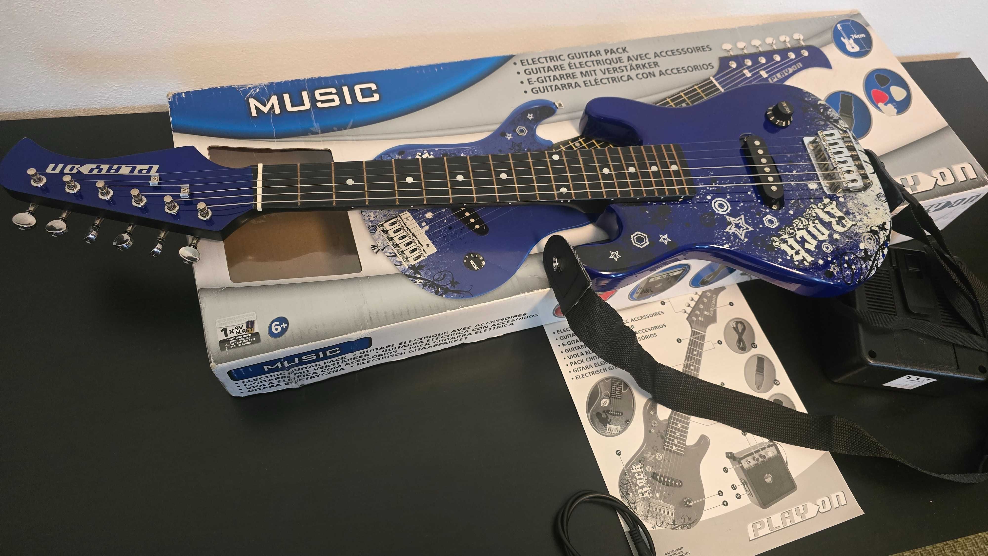 Guitarra elétrica infantil PlayOn c/ amplificador