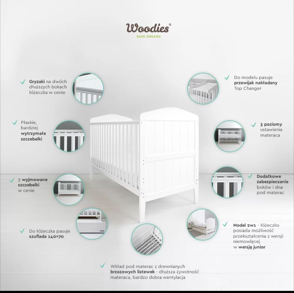 Łóżeczko dziecięce i niemowlęce Hampton Cot Bed 140×70