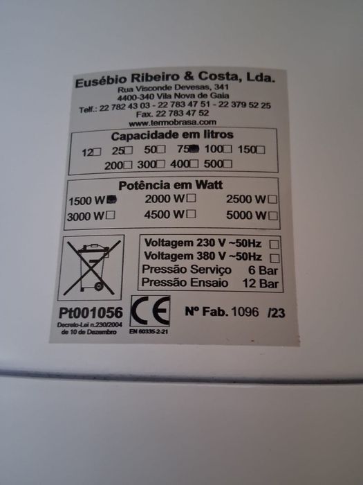 Termoacumulador 75 L