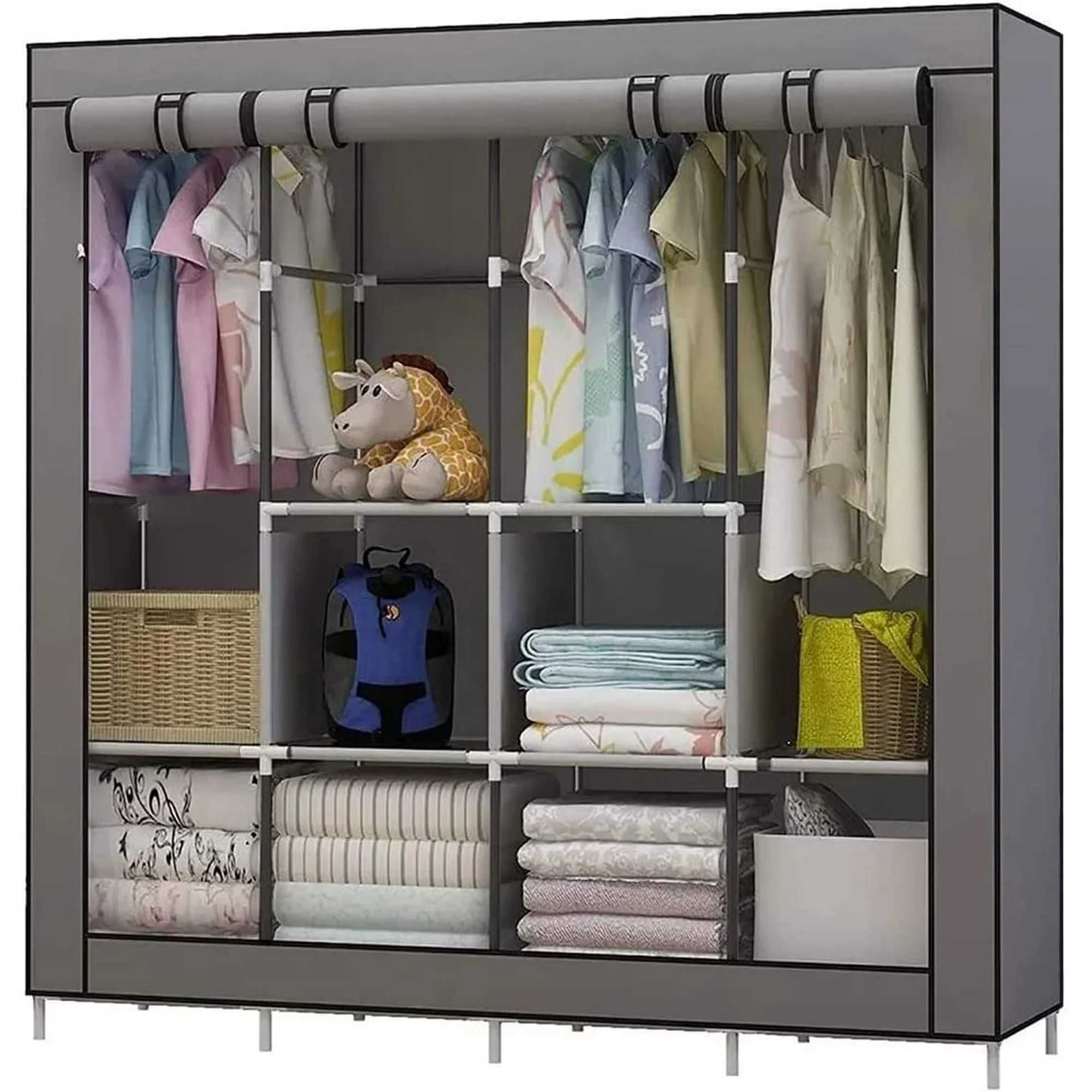 Тканевой шкаф 4-секции складной Storage Wardrobe органайзер гардероб
