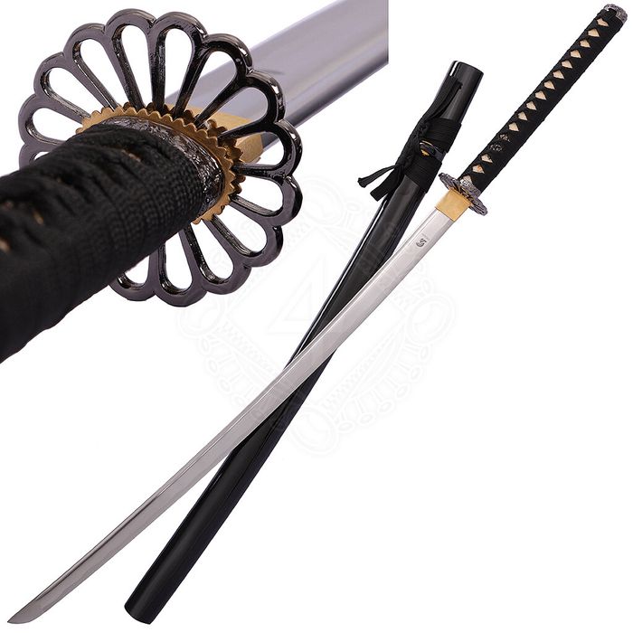 Praktyczna katana z tsuba w kształcie chryzantemy