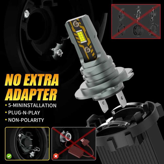 Lâmpada LED  carro, Branca super brilhante ,  H7, 22000LM, 6500K