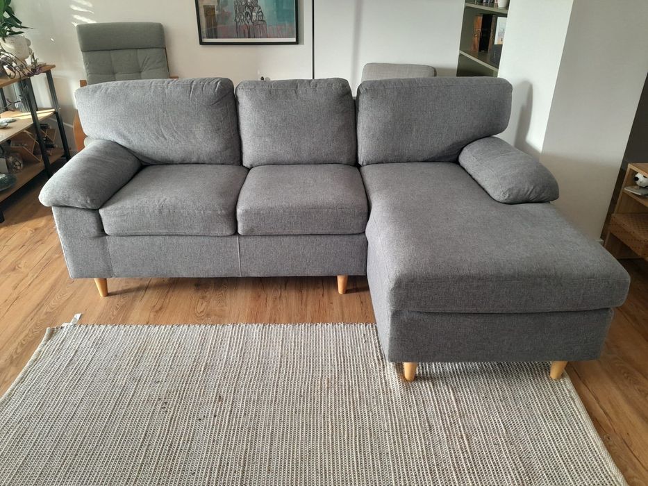 Sofá GEDVED chaise-longue cinzento