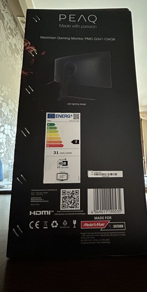 Monitor PEAQ PMO G341-CWQK 34 UWQHD VA 1ms 165Hz..gwarancja