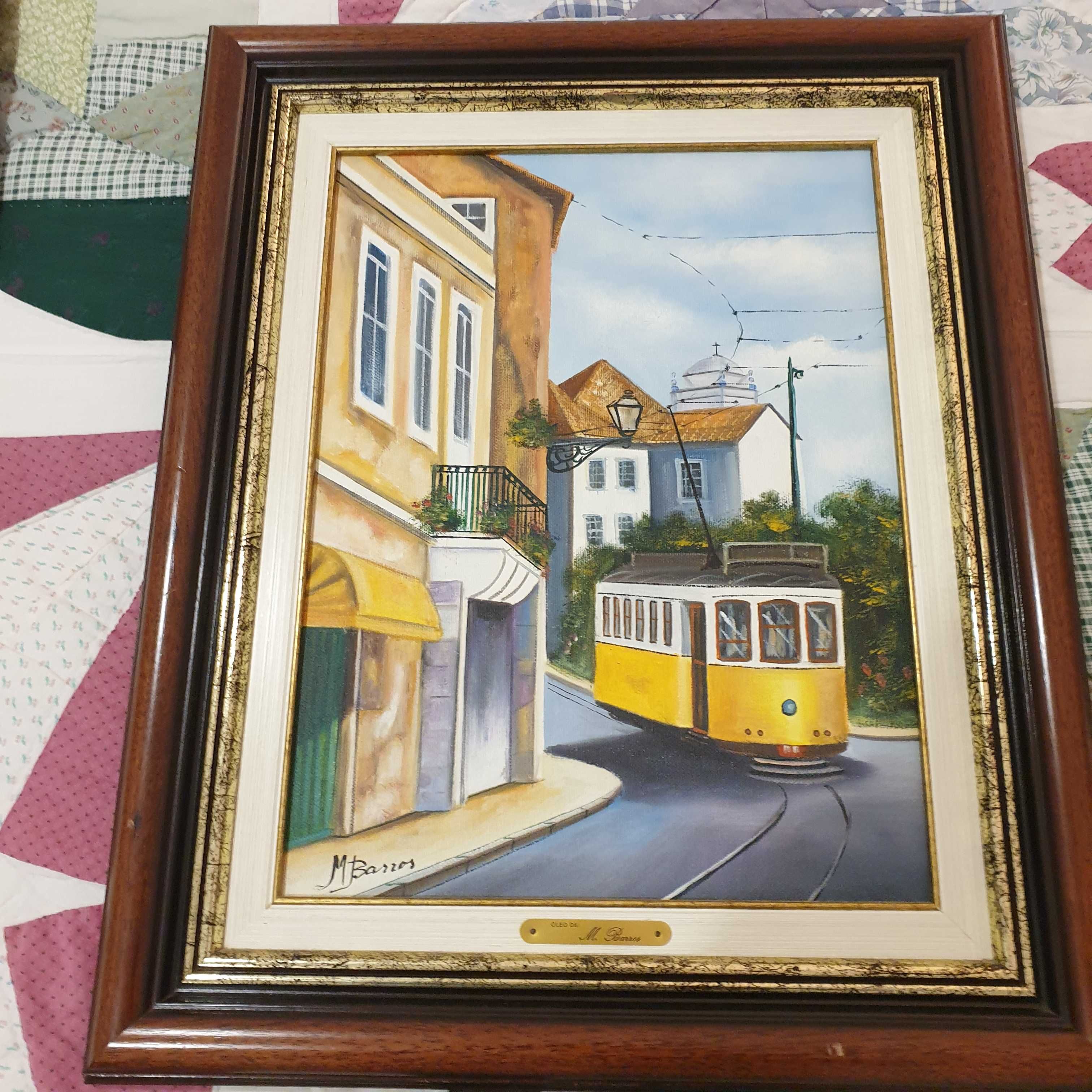 quadro pintado em tela elétrico Lisboa muito bom estado 55*34