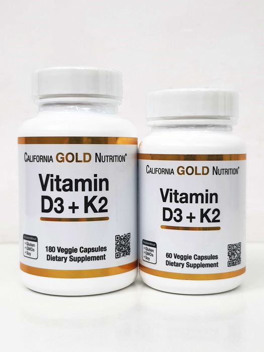 Вітамін D3 + K2 California Gold Nutrition, 60/180 капсул
