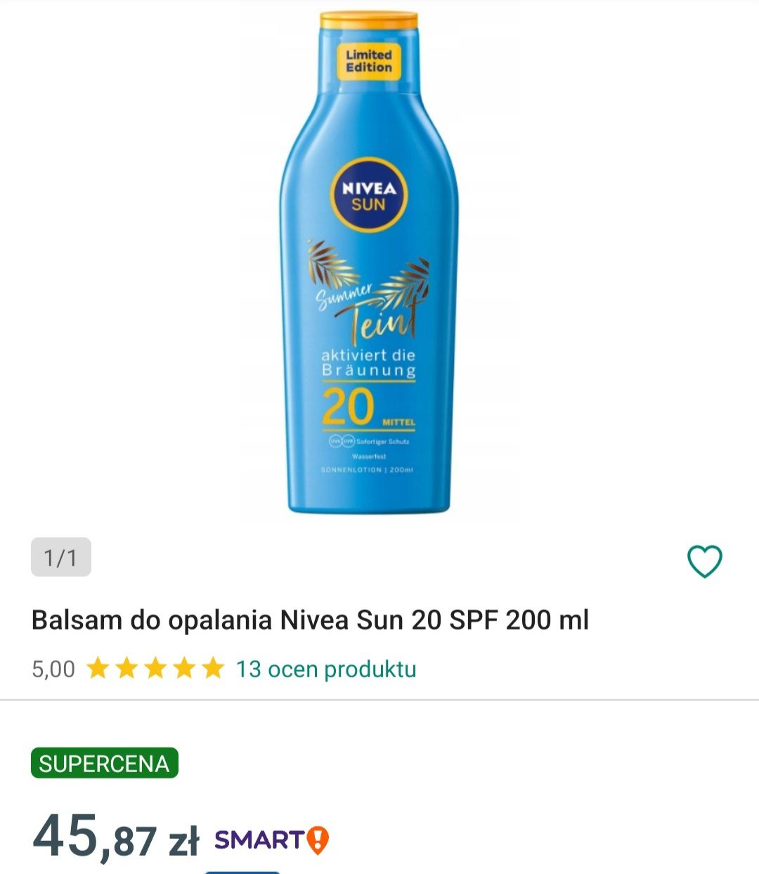 Balsam do opalania nivea sun 20 spf 200ml