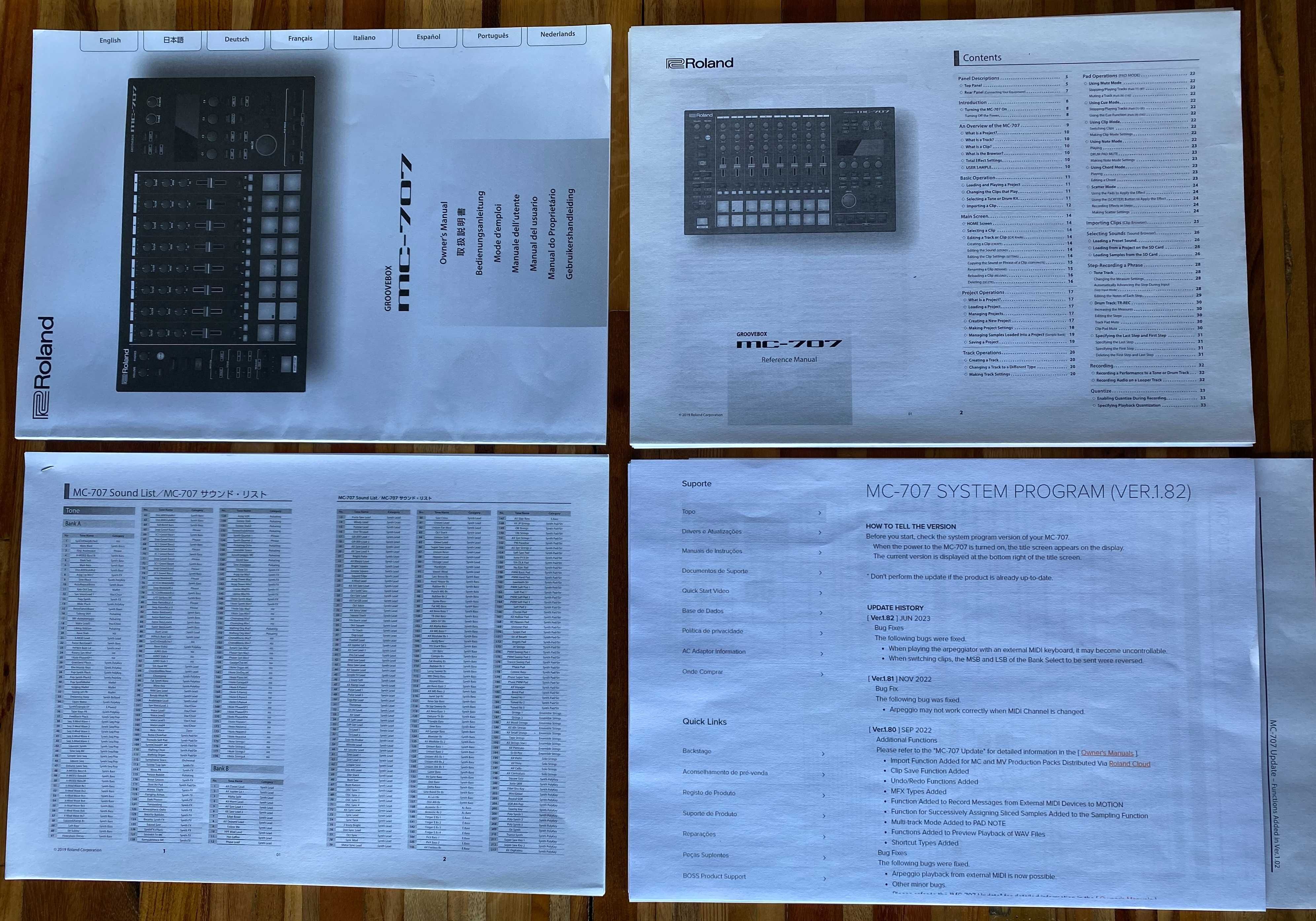 Roland MC-707 groovebox + cartão SD + extras