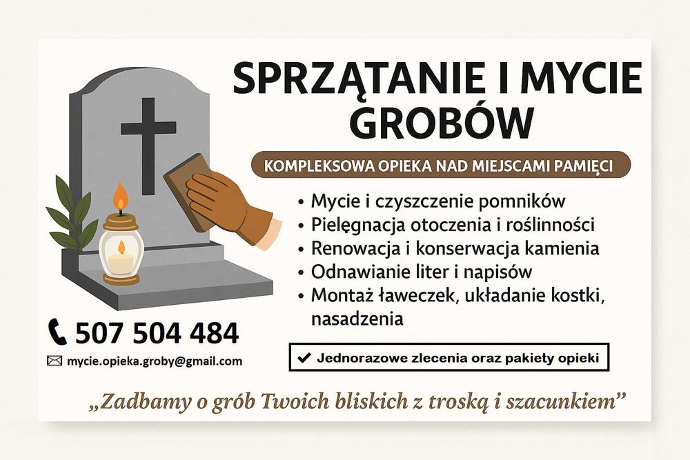 Sprzątanie Mycie Grobów / Nagrobków. Tarnowo Podgórne, Dopiewo, Poznań