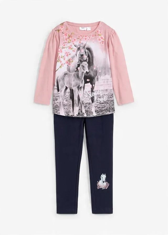 B.P.C 2-częściowy komplet dziewczęcy tunika +legginsy w konie ^128/134