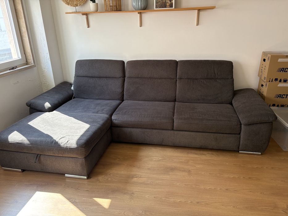 Sofá Chaise longue cama 4 lugares MORIS cor antracite