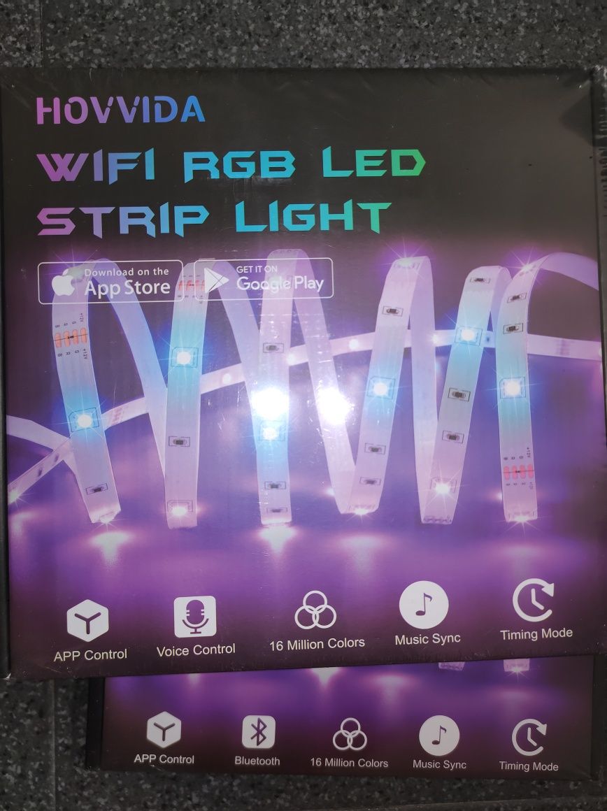 Fita LED 20M RGB 5050 com assistente de voz kit completo SELADO